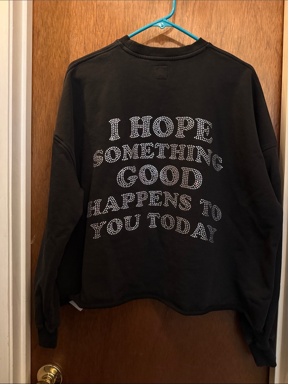 Black Crewneck Sweatshirt with Positive Graphic - Picture 6 of 8